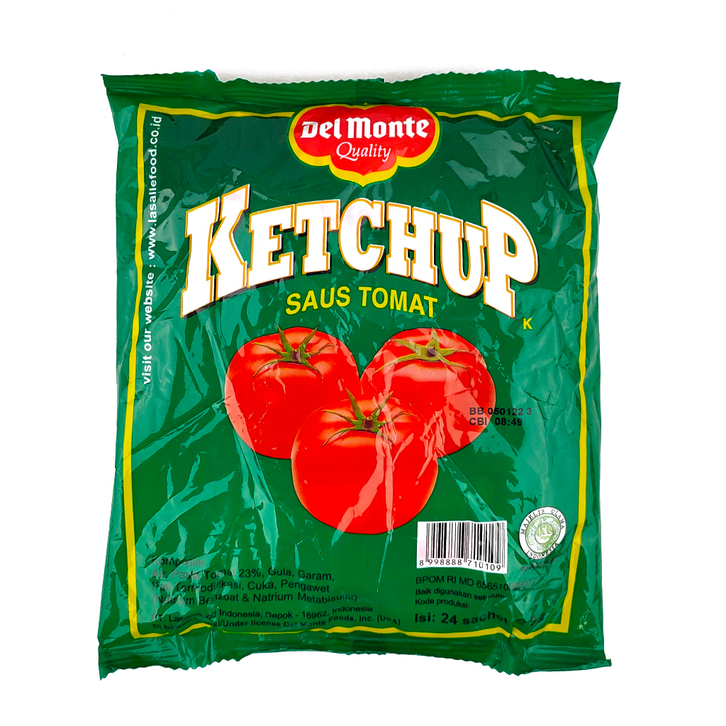 

SAUS TOMAT SAMBAL DELMONTE SACHET ISI 24@9 GR TOMATO KETCHUP EXTRA HOT CHILLI SAUCE