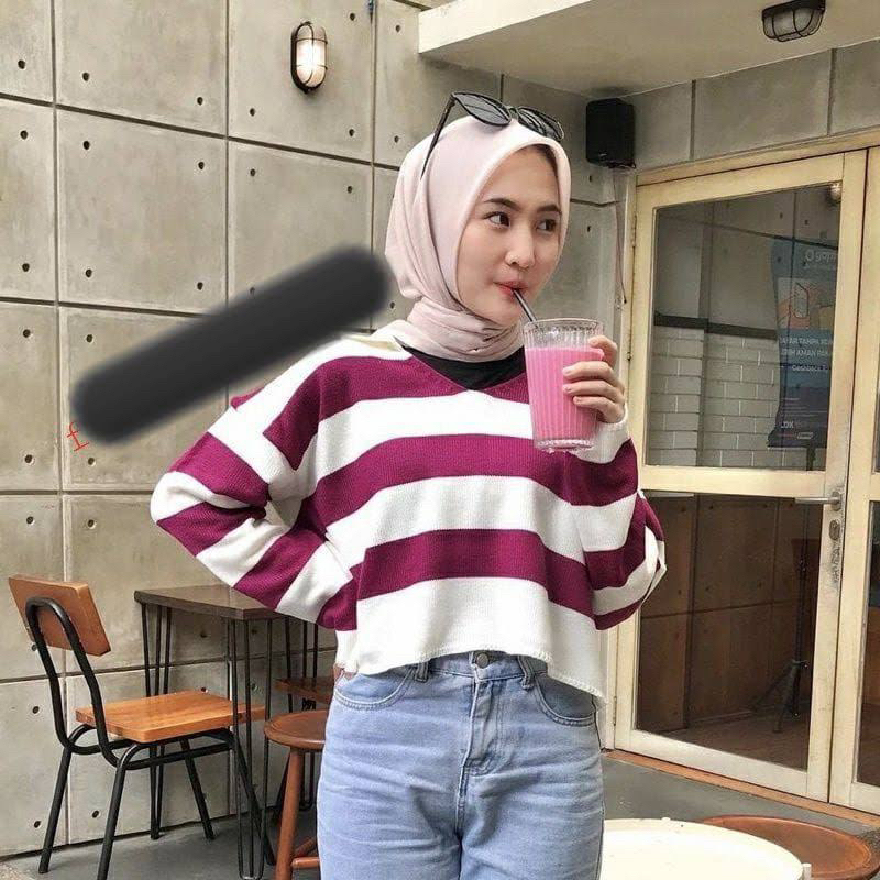 Queenbags89 baju outfit cewek baju atasan wanita baju Rajut Fuji Crop