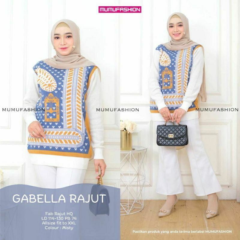 Atasan wanita tunik rajut tebal import jumbo GABELA RAJUT by Fashion muslim solo