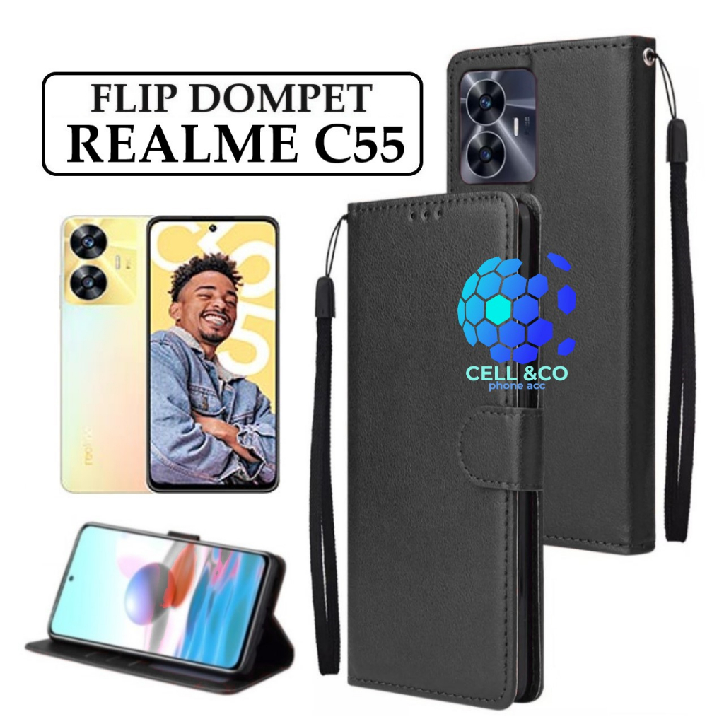 FLIP COVER REALME C55 LEATHER WALLET PREMIUM FLIP CASE BUKA TUTUP KESING HP CASING FLIP CASE WALLET REALME C55