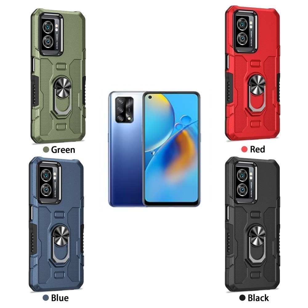 Case Armor OPPO A74 4G Iring Cincin Magnetic Kesing Hp Protect kamera Premium Hard Case Standing Robot Pelindung Kamera