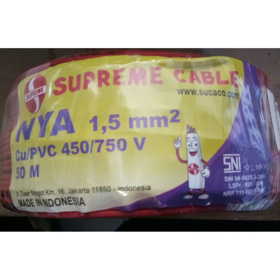 Kabel Listrik Tunggal 1.5mm Supreme NYA (Per - METER) - Hitam