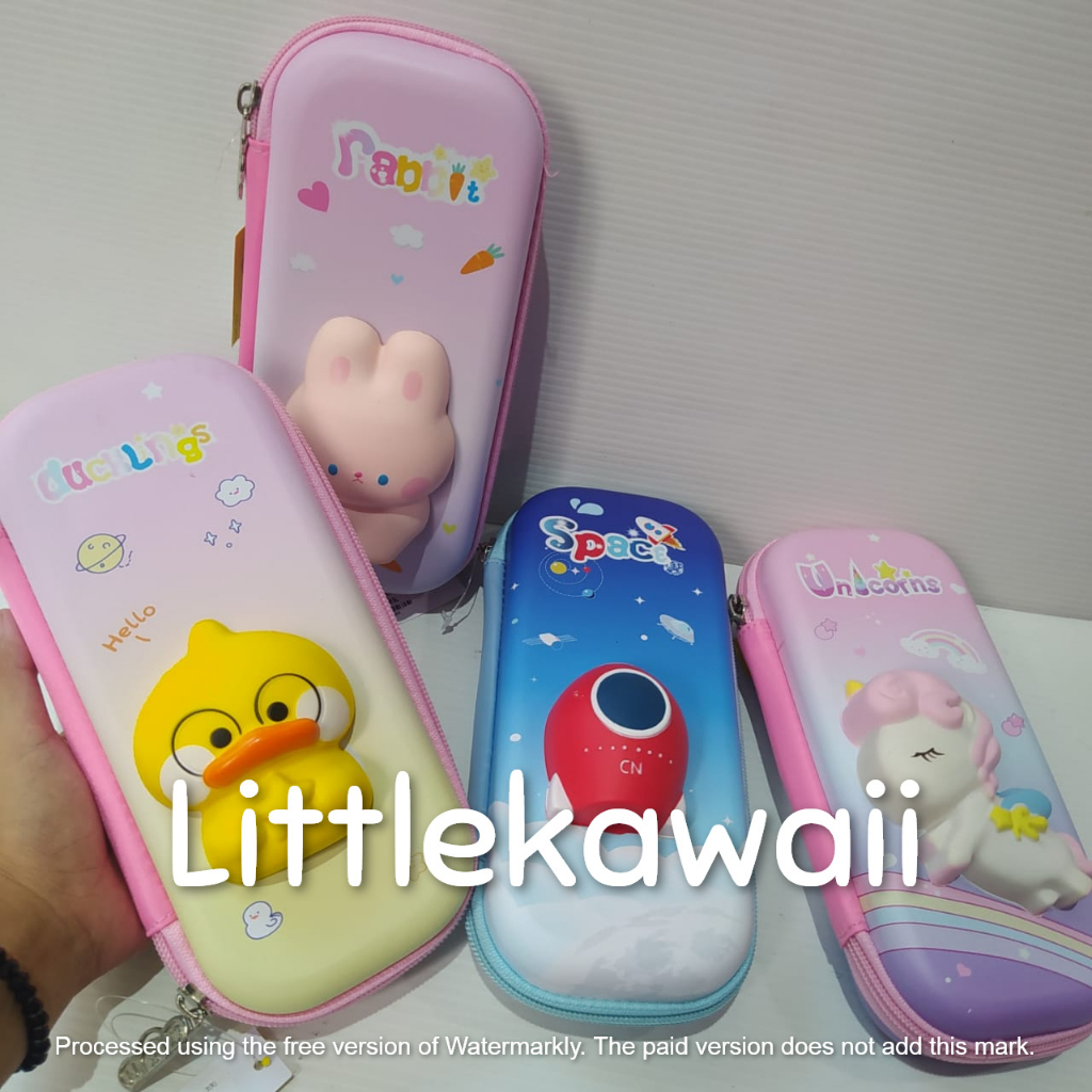 LK/Tempat Kotak Pensil Anak Sekolah Pencil Case Hardcase Timbul Squishy Unicorn Duck Rabbit Astronot Import