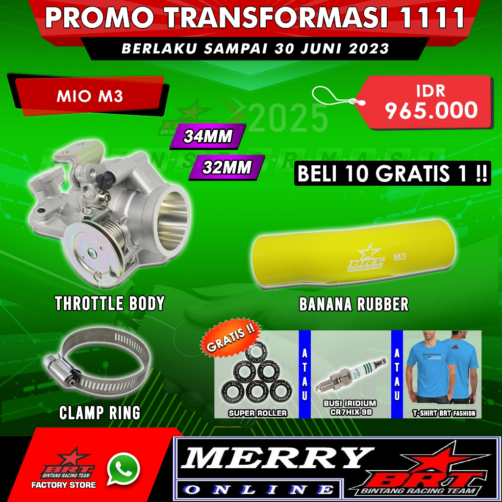 Throttle Body BRT Super Flow TB Mio M3 32 32mm 34 34mm