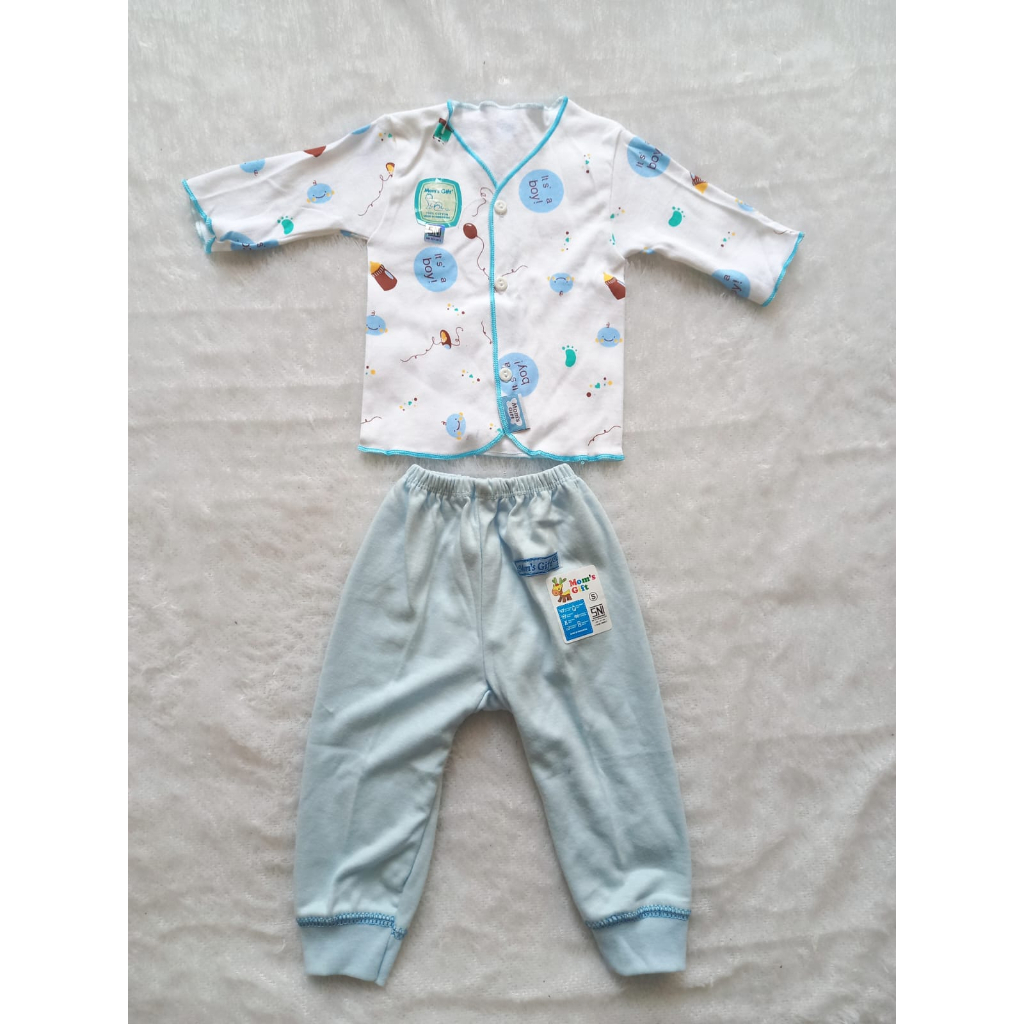 MOMS GIFT SETELAN BAJU LENGAN PANJANG BABY ITS A BOY MOTIF RANDOM