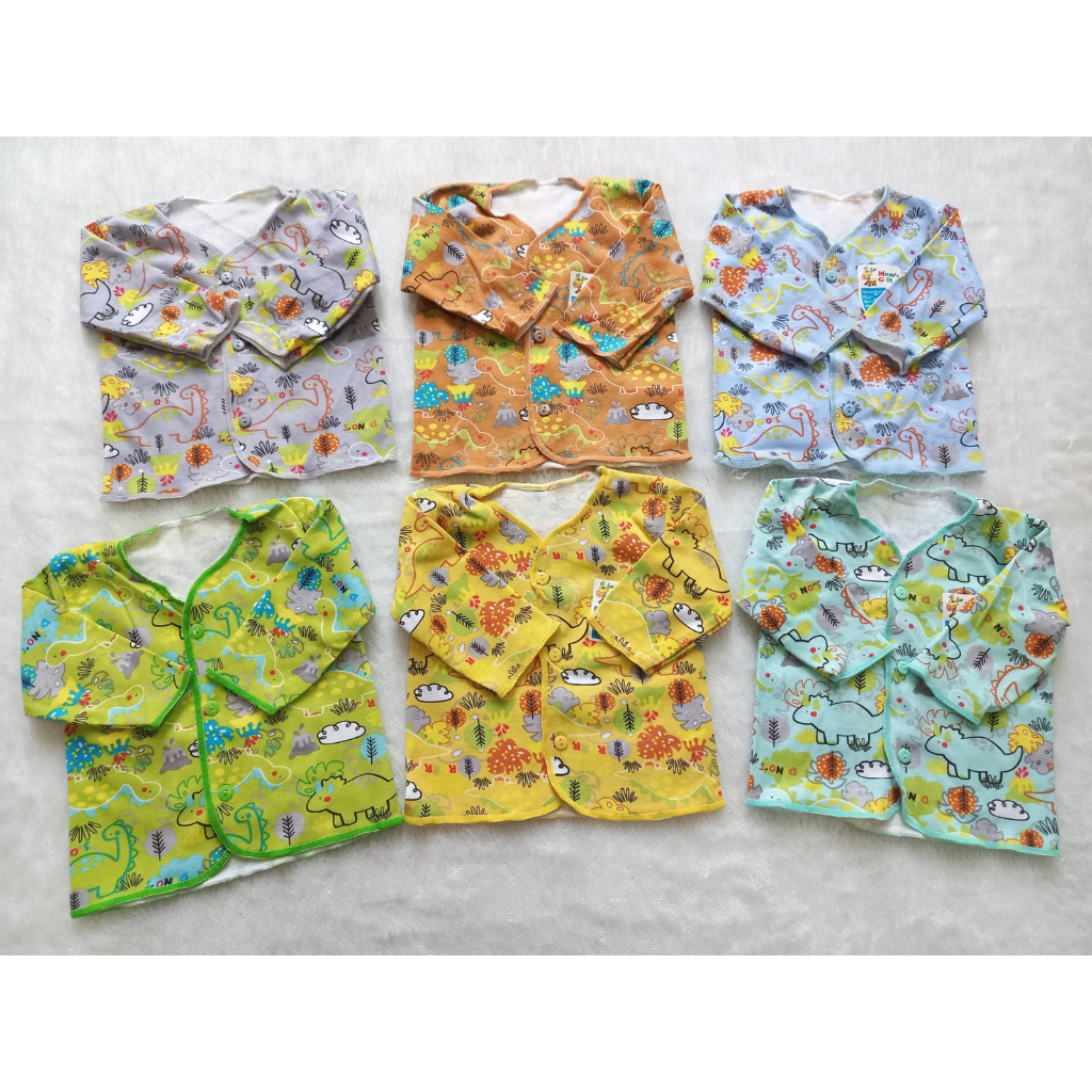 MOMS GIFT SETELAN BAJU BAYI LENGAN PANJANG FULL PRINTING motif DINO