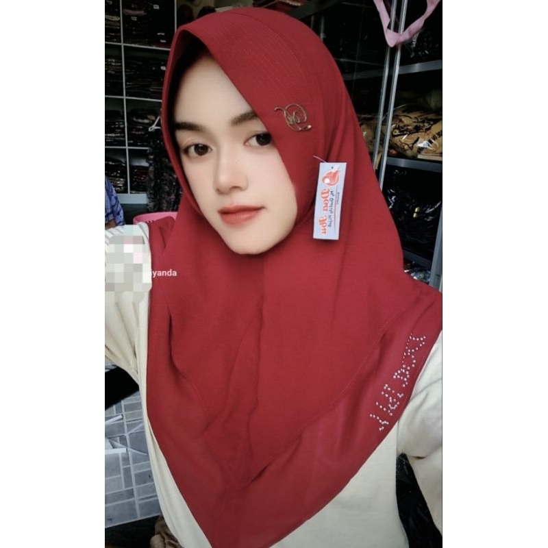 723 Jilbab Khimar Doa Ibu Ceruty 2 Layer Softped Payet/Hijab Doi ori By Bunyamin