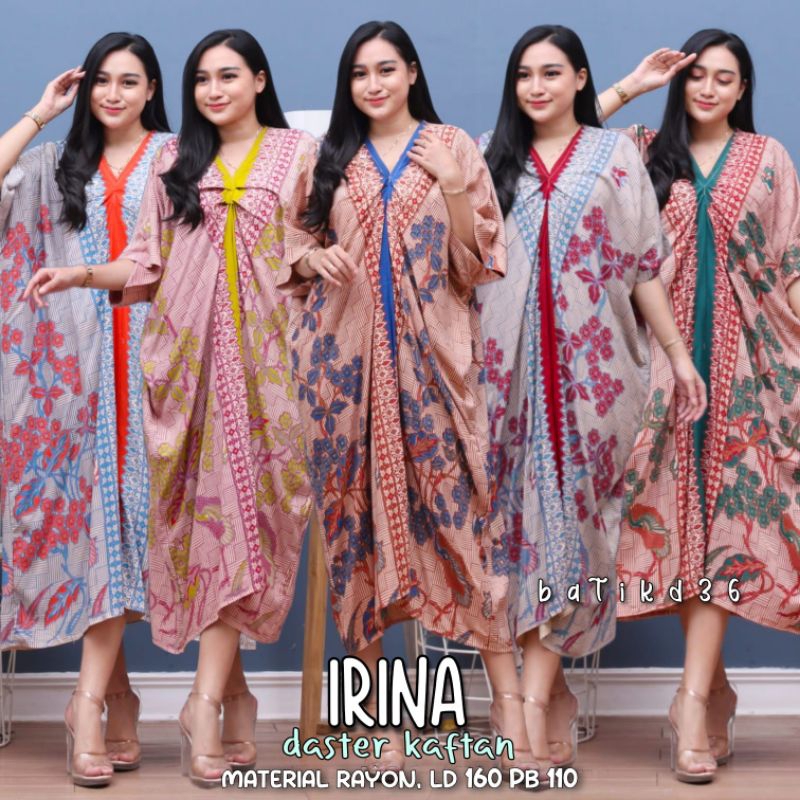 baju tidur daster kelelawar Kaftan Irina motif daun-daun kecil Daster kaftan adem rayon murah kekinian wanita baju tidur cewek ibu bigsize terbaru terlaris ibu mama perempuan grosir keren kece