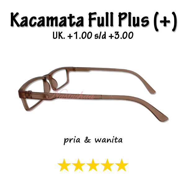 Kacamata Lensa Plus (+) Uk. +1.00 s/d +3.00 Bingkai Persegi Panjang Warna Coklat Rabun Dekat Untuk Pria dan Wanita FREECASE