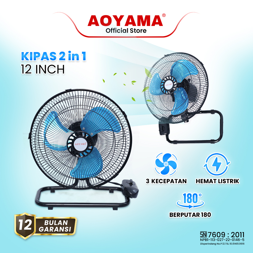KIPAS ANGIN AOYAMA BESI  / KIPAS ANGIN TORNADO / KIPAS BESI / GARANSI 12 BULAN / KIPAS BESI AOYAMA /