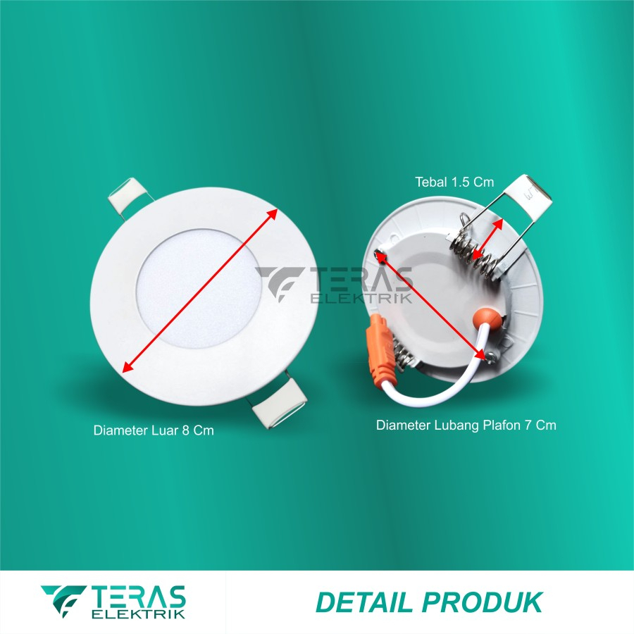 Lampu downlight panel led 3 watt