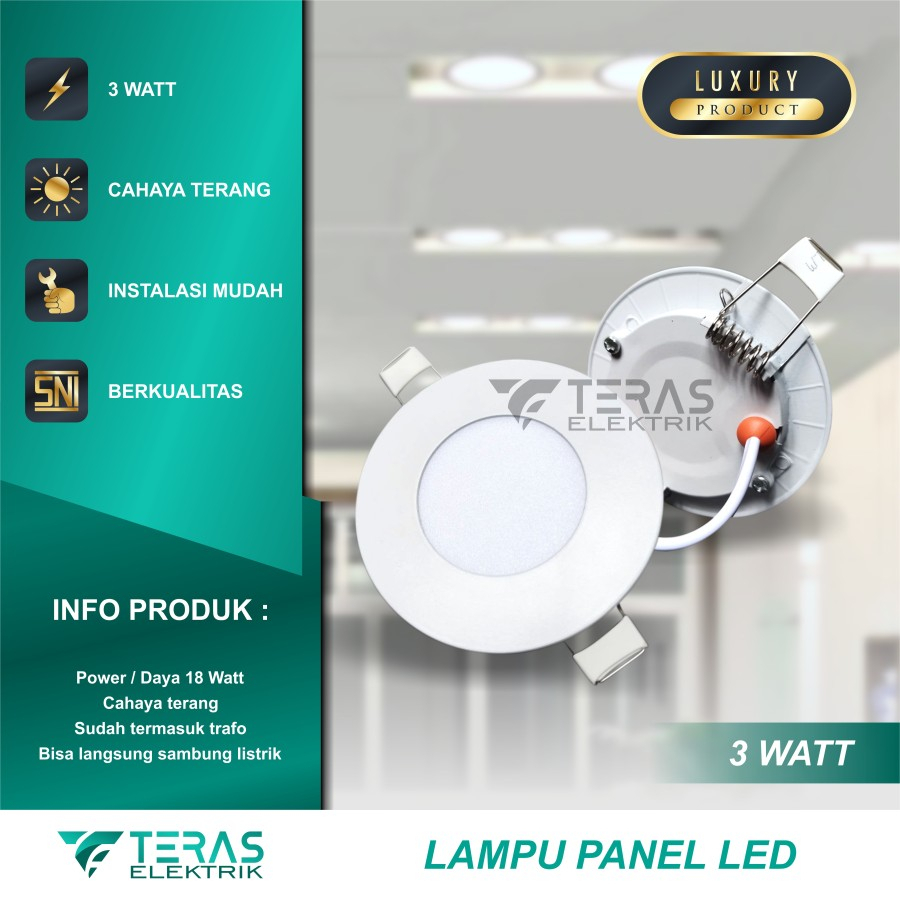 Lampu downlight panel led 3 watt