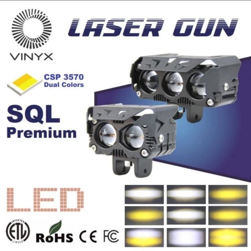 SQL 3 mata high'low putih kuning laser gun original ada kipas pendingin