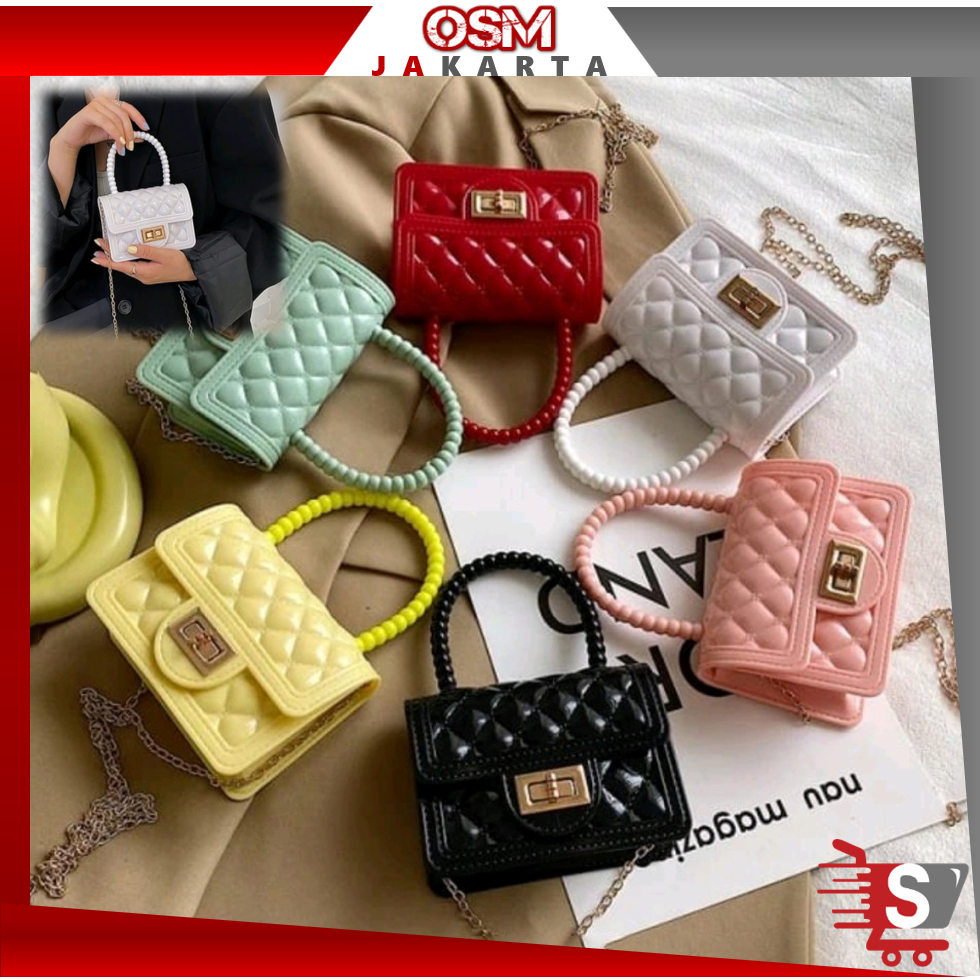 OSM JKT T5804 Tas Jelly / Tas Selempang Mini Anak / Tas Selempang Mutiara Kecil / Tas Rubber Jelly /