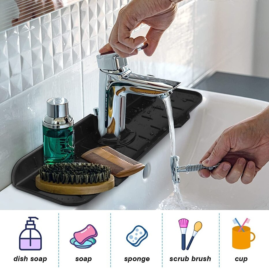 (PROMO) Faucet Drain Pad Multifungsi Silicone / Tatak Tirinsan Air Keran Untuk Dapur Wastafel WC / Pelindung Keran Air Wastafel