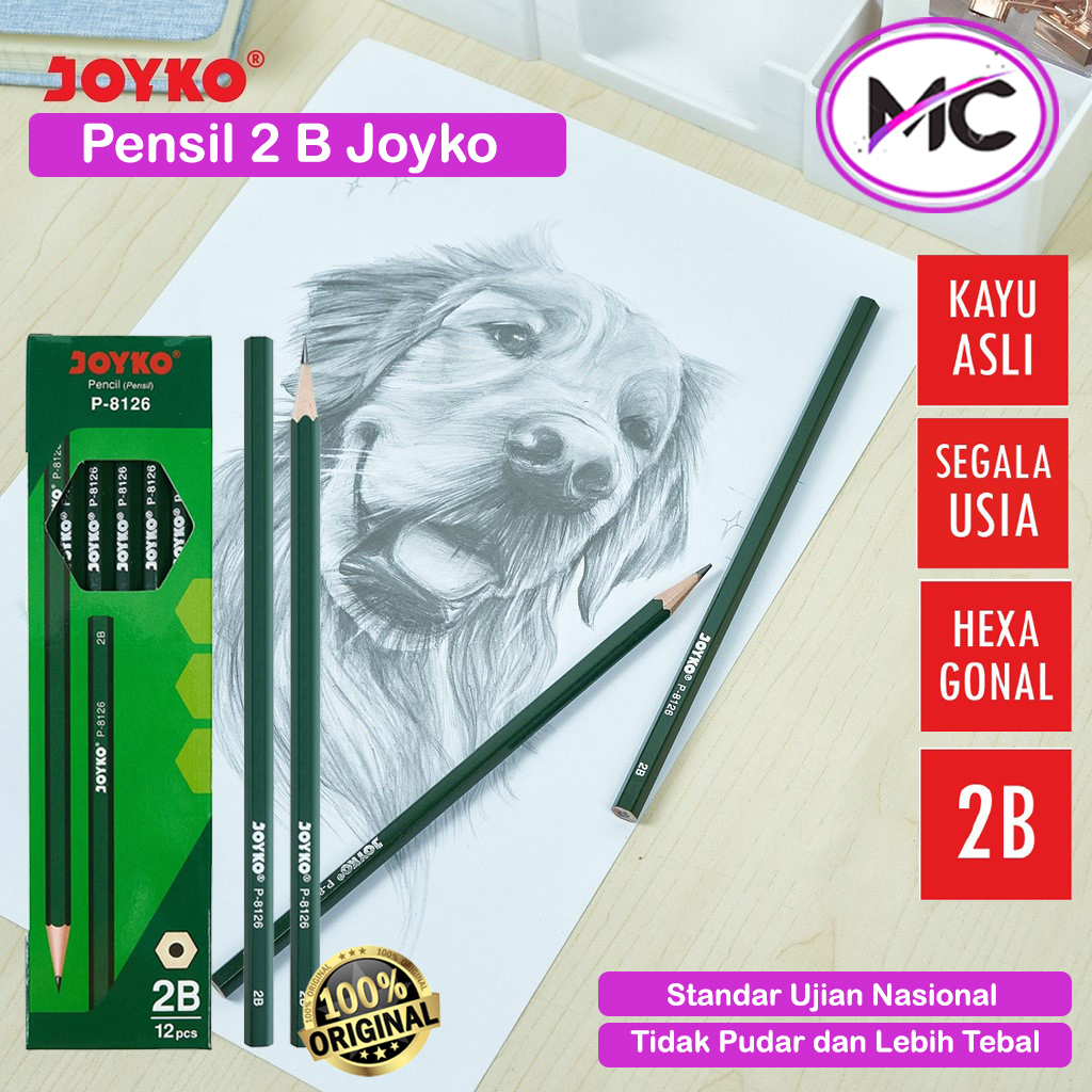 Pensil 2B Asli Untuk Ujian Pensil 2B Joyko Pencil Tulis Ujian Komputer Pensil Kayu Original