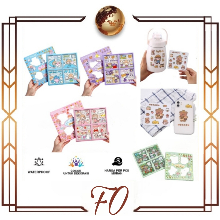 FO ( 1 BOX ISI 100PCS ) STIKER 2D STICKER BOTOL MINUM 2D PLASTIK ANTI AIR / BUKU DIARY STIKER MOTIF / STICKER ANTI AIR