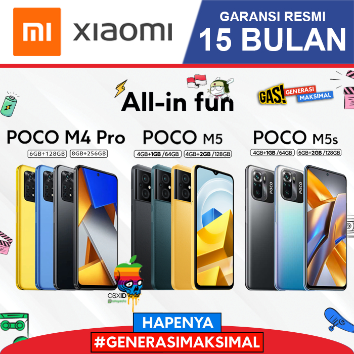 Xiaomi Poco M5 / Poco M5s / Poco M4 Pro / Poco X5 5G - 4/64GB - 4/128GB - 6/128GB - 8/256GB - Garansi RESMI