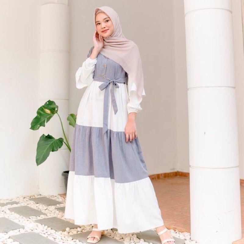 Preloved gamis mix bukan Wearing Klamby Heaven Lights Vanilla Hijab