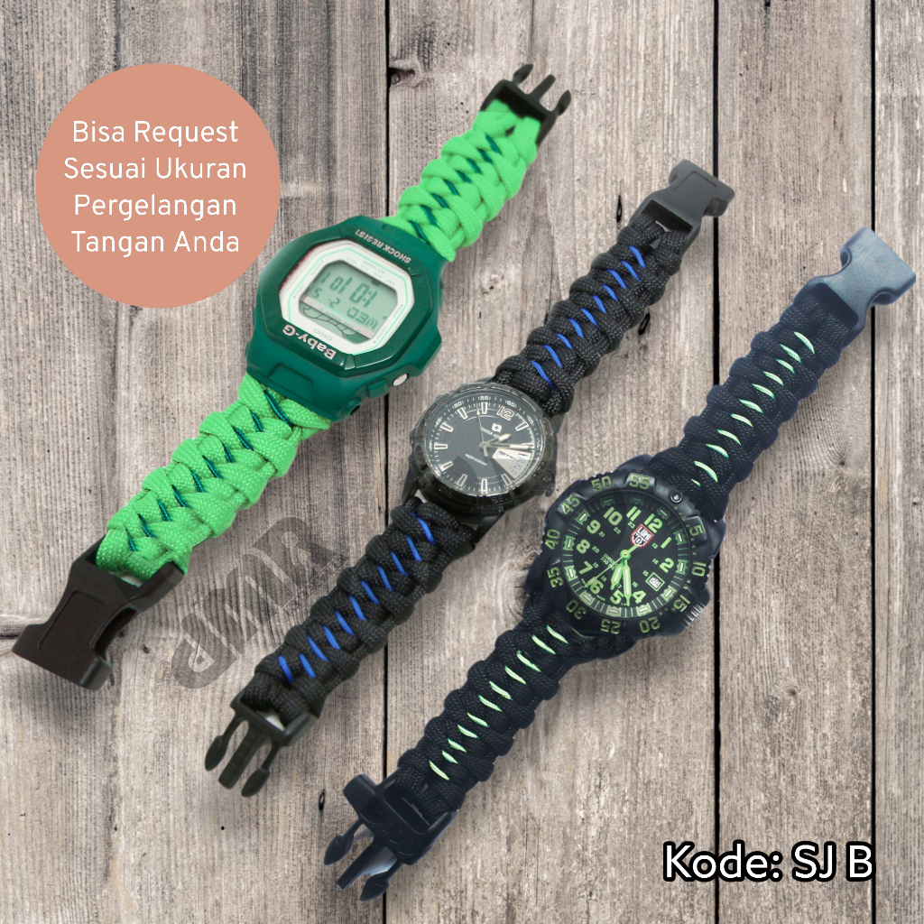 Tali Strap Jam Tangan Premium Paracord Universal Custom Semua Jam Tangan Sport Casual Outdoor Digita