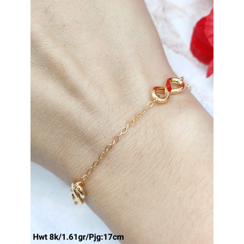 Gelang infinity wanita dewasa kadar 375 hwt