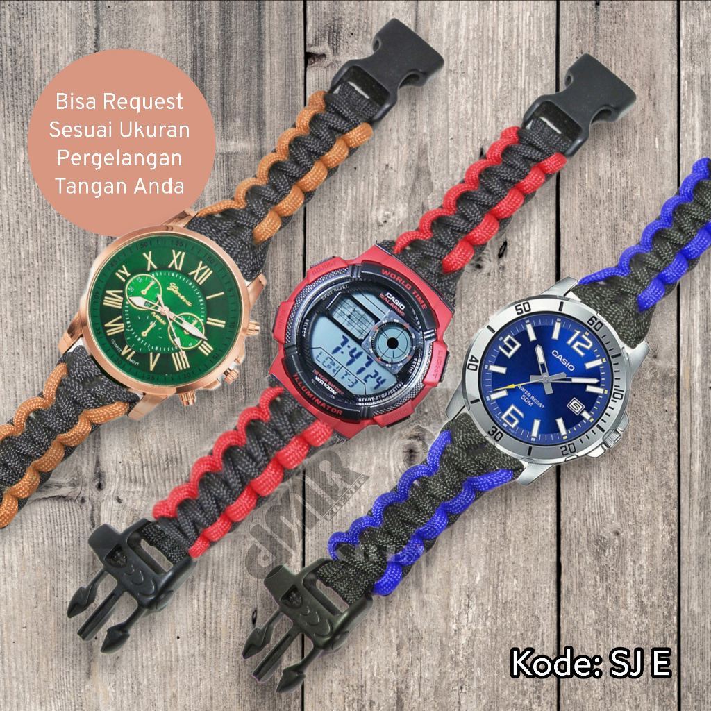Tali Strap Jam Tangan Premium Paracord Universal Custom Semua Jam Tangan Sport Casual Outdoor Digita
