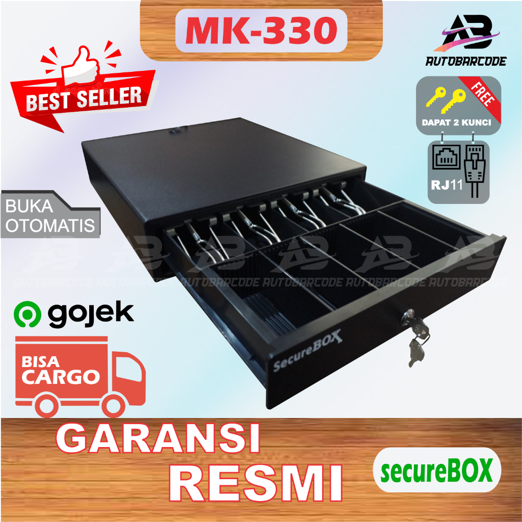 Cash Drawer Mini Securebox MK330 Laci Uang Kasir Support RJ 11 - MK 330 / MK-330 Box Kotak Uang