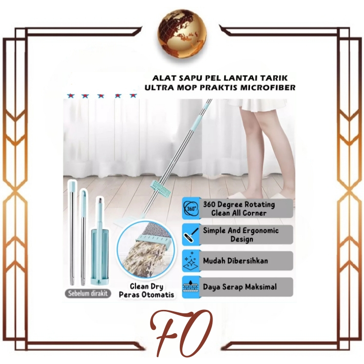 (FO) Alat Pel Lantai Ultra Mop Acline - Pel Lantai Tarik Biru