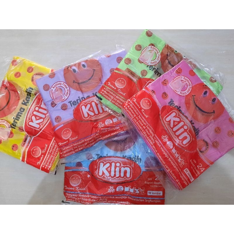 kantong plastik kresek ramah lingkungan 15 24 motif smile / thank you / terima kasih