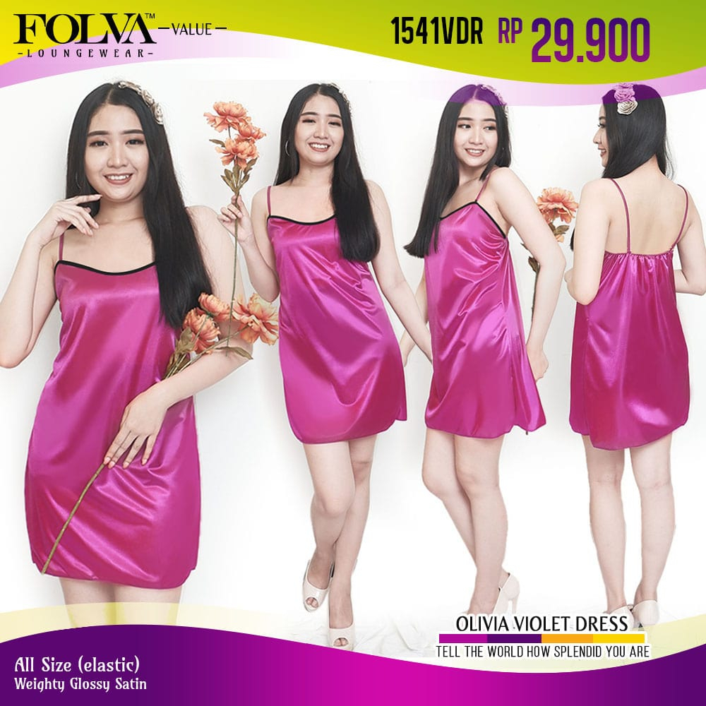 FOLVA Tanktop Dress Baju Tidur Wanita Bridesmaid Satin all size