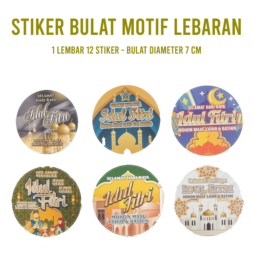 

[ 1 Lembar - 12 Stiker] Stiker Tempel Ucapan Motif Lebaran Lingkaran Diameter 7 CM