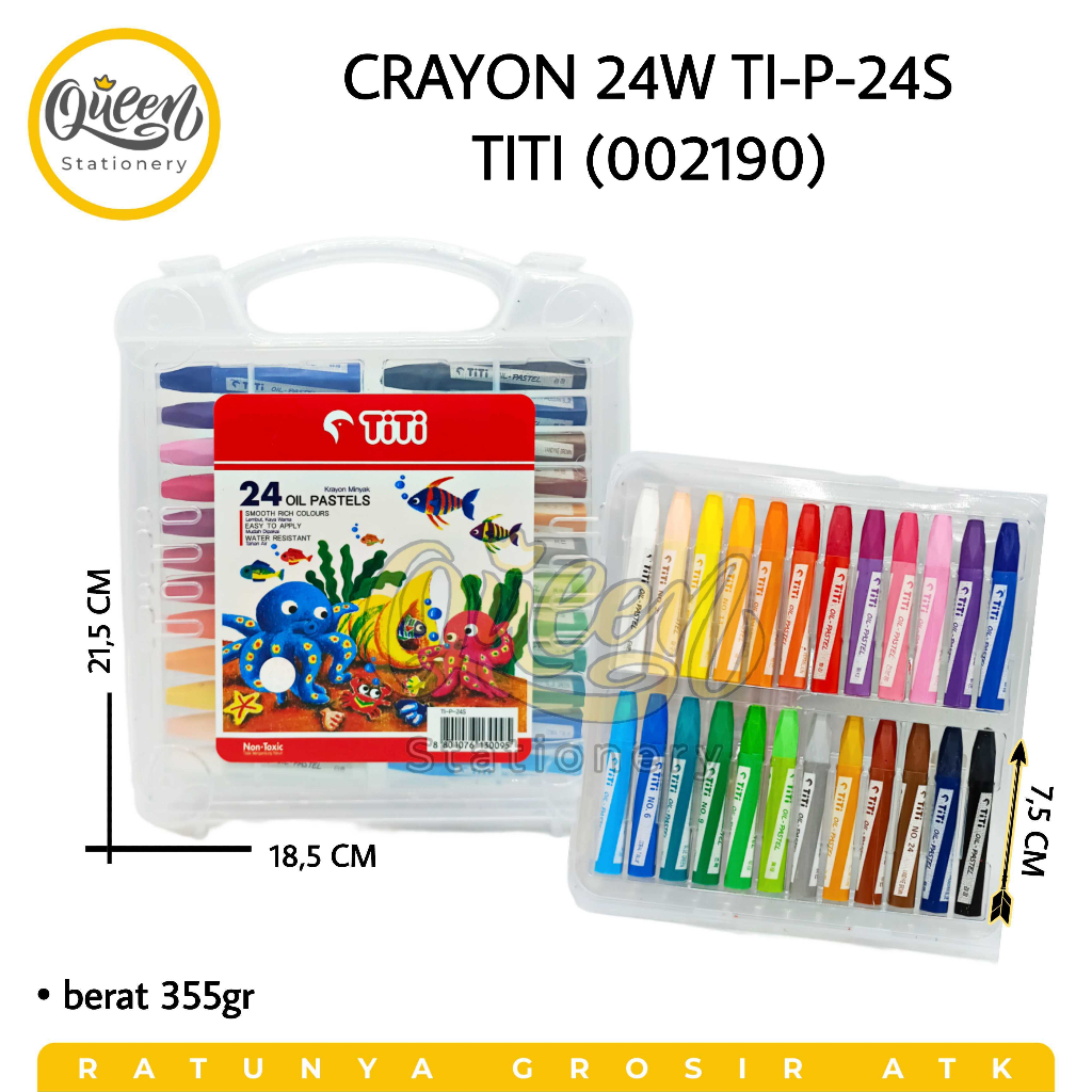 

1 SET CRAYON 24W TI-P-24S TITI OIL PASTEL KRAYON MEWARNAI (002190)