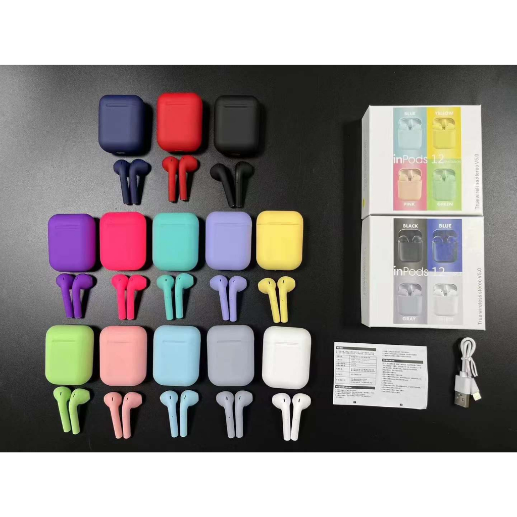 NEWEN Headset Bluetooth Inpods 12 Macaron Wireless Bluetooth Earphone Inpods 12