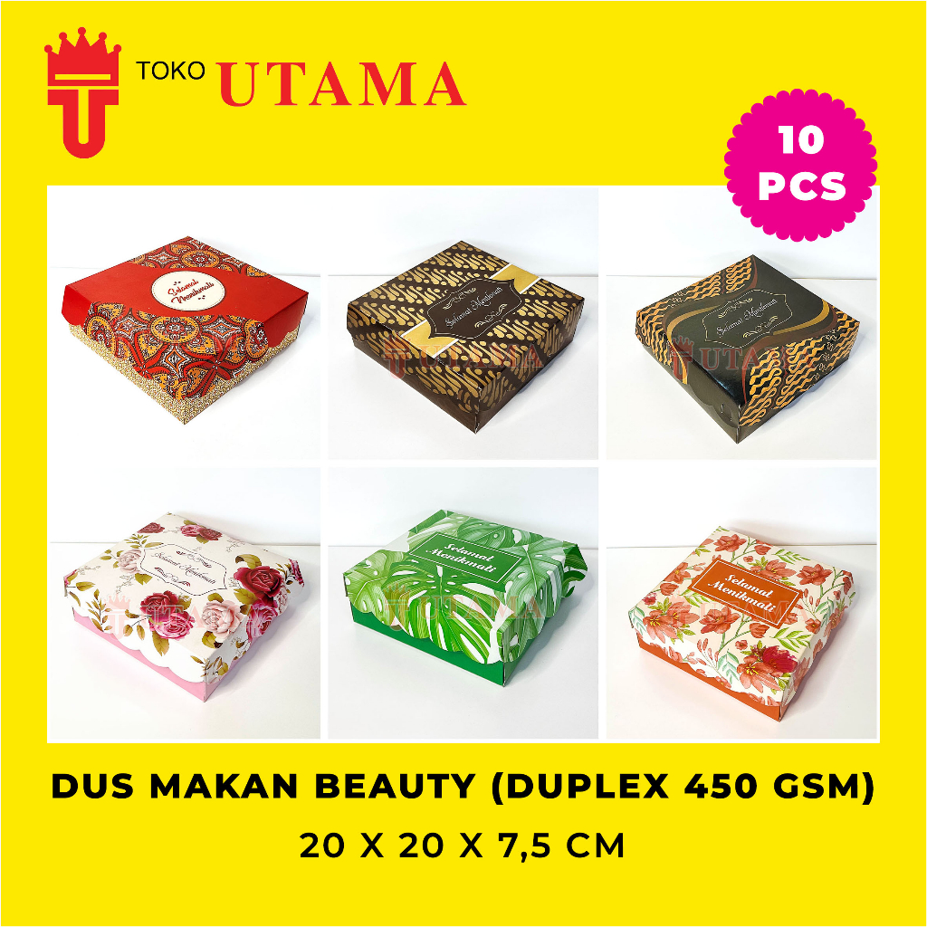 Dus Nasi 20x20x7,5 / R10K Beauty Batik Floral Box Kotak Makan Tebal Duplex 450 GSM