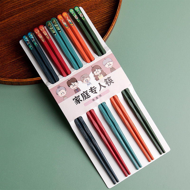 BB7 - Sumpit Premium Family Isi 5 Pasang Kartun Chopsticks Premium Anti Slip Lengket Bakteri Anti Panas