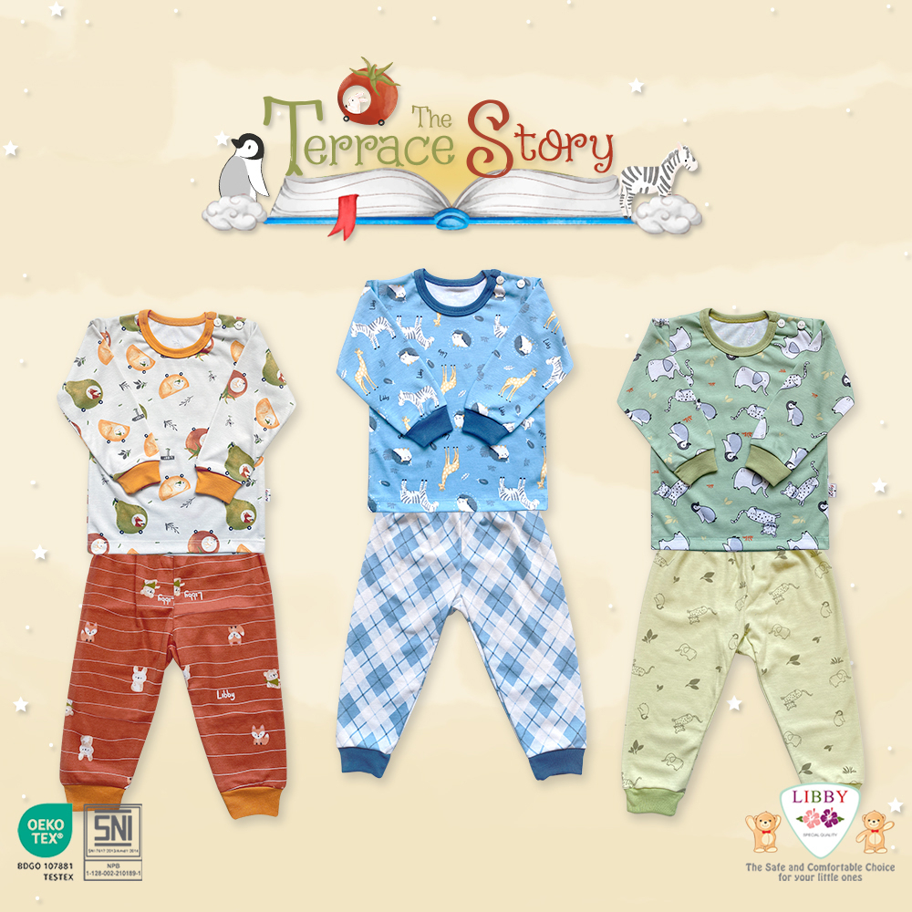 Libby 3pasang Stelan Oblong Panjang + Celana Panjang SML 2L XL XXL / Piyama Bayi &amp; Anak