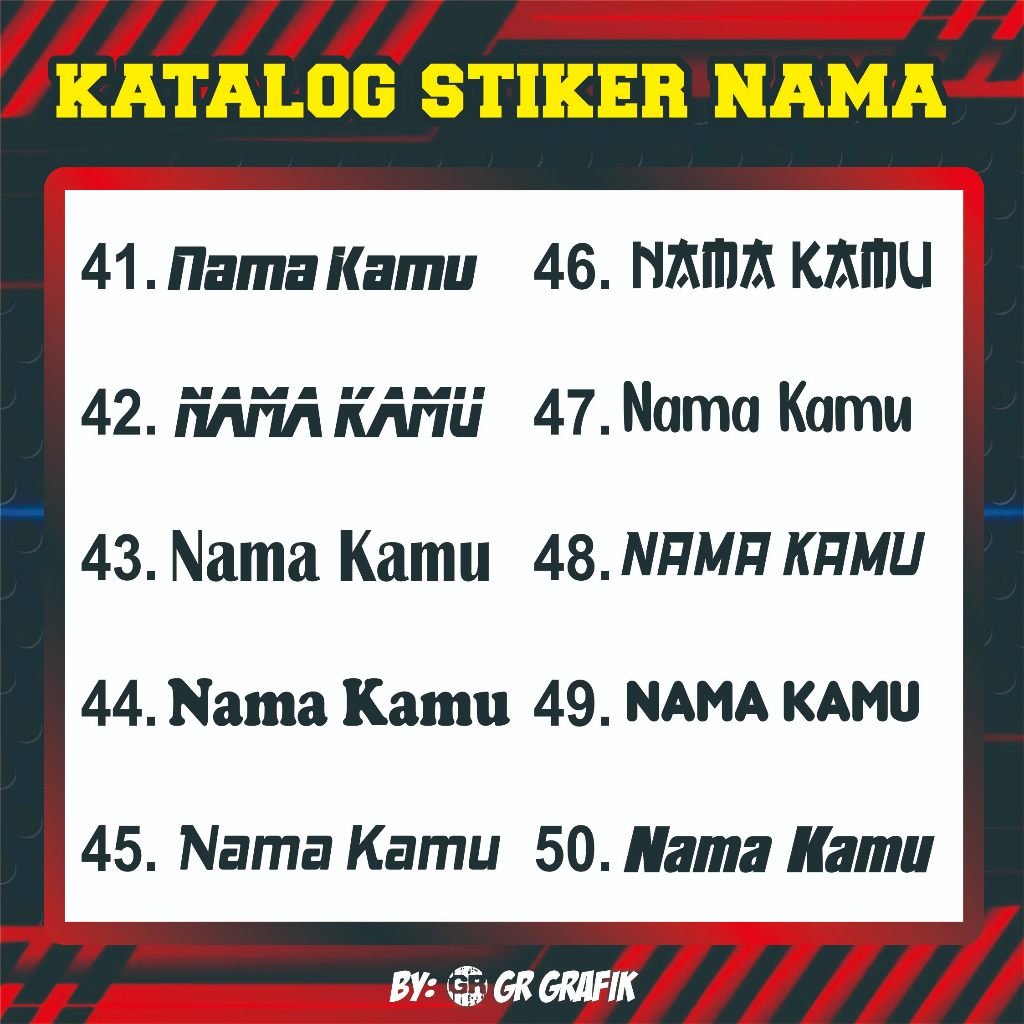 

(PART 2) STIKER NAMA TIMBUL/CUTTING, STIKER NAMA CUSTOM, STIKER HOLOGRAM NAMA