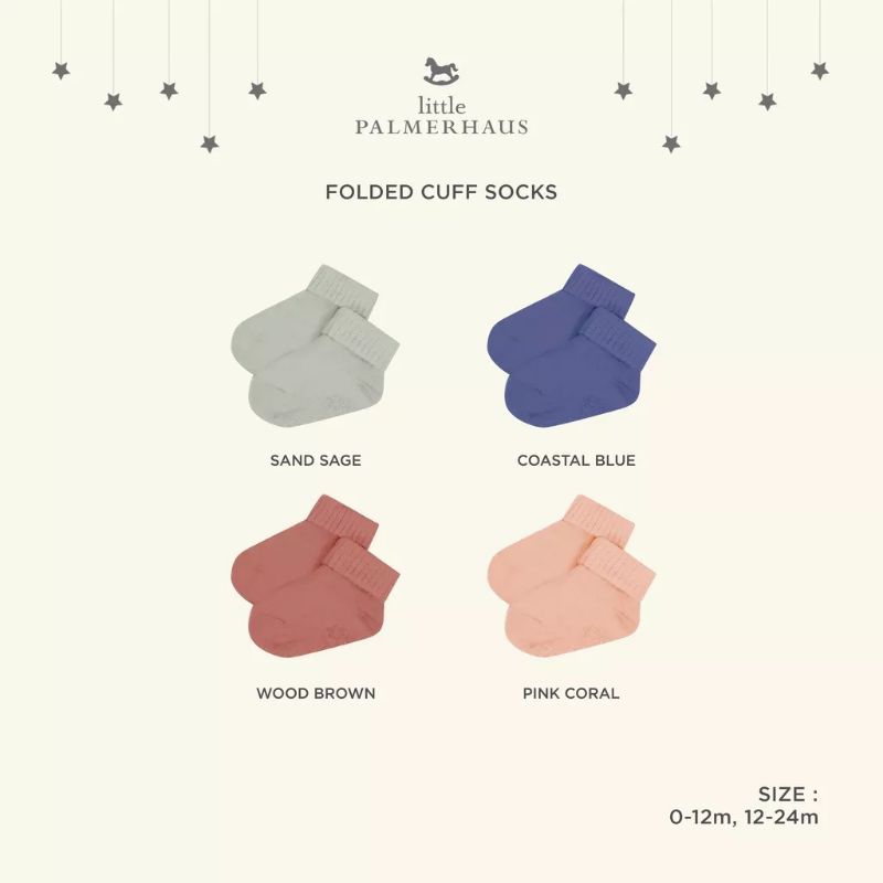 Little Palmerhaus Folded Cuff Socks With Antislip / Kaos Kaki Anak 0-2y