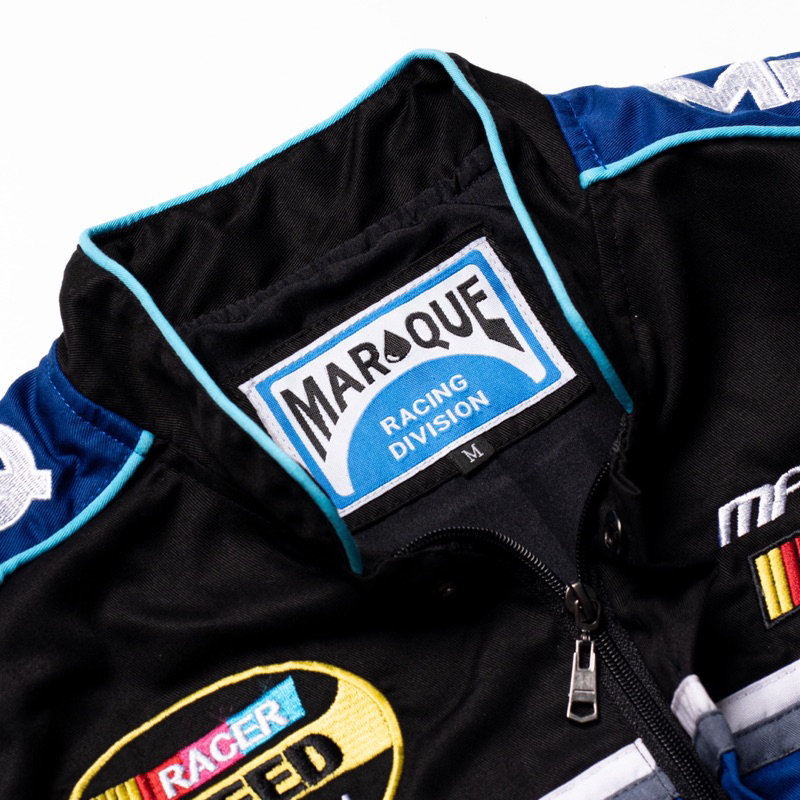 MARQUE.CO RACING TEAM JACKET - Jaket Kasual / Motor dengan Bordir Komputer, Bahan Material Cotton Twill yang Tetap Adem / Sejuk, untuk Pria &amp; Wanita, MARQUE RACING TEAM