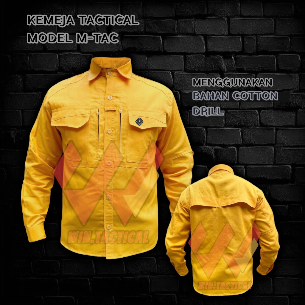 Kemeja Lapangan M-tac Panjang Premium Warna Cream / Kemeja Tactical Lengan Panjang Drill High Quality / Kemeja Taktikal Tangan Panjang Kekinian / Kemeja Military Distro Murah / Kemeja PDL PDH Formal Terbaru / Kemeja Proyek Safety Militer