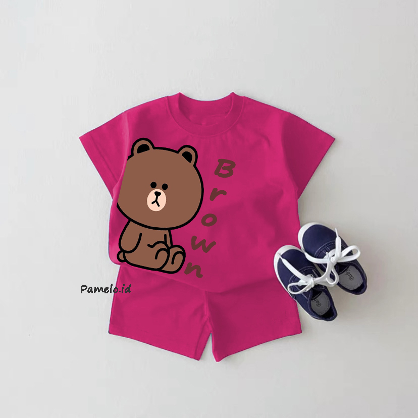 Pamelo.id Set Anak Viral / Brown / Fashion Anak / Stelan baju anak / Korea Style / Set Balita