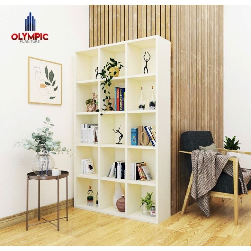 RAK BUKU RAK SERBAGUNA RAK 15 KOTAK RAK PENYEKAT RAK MINIMLUS OLYMPICT FURNITURE LINEL