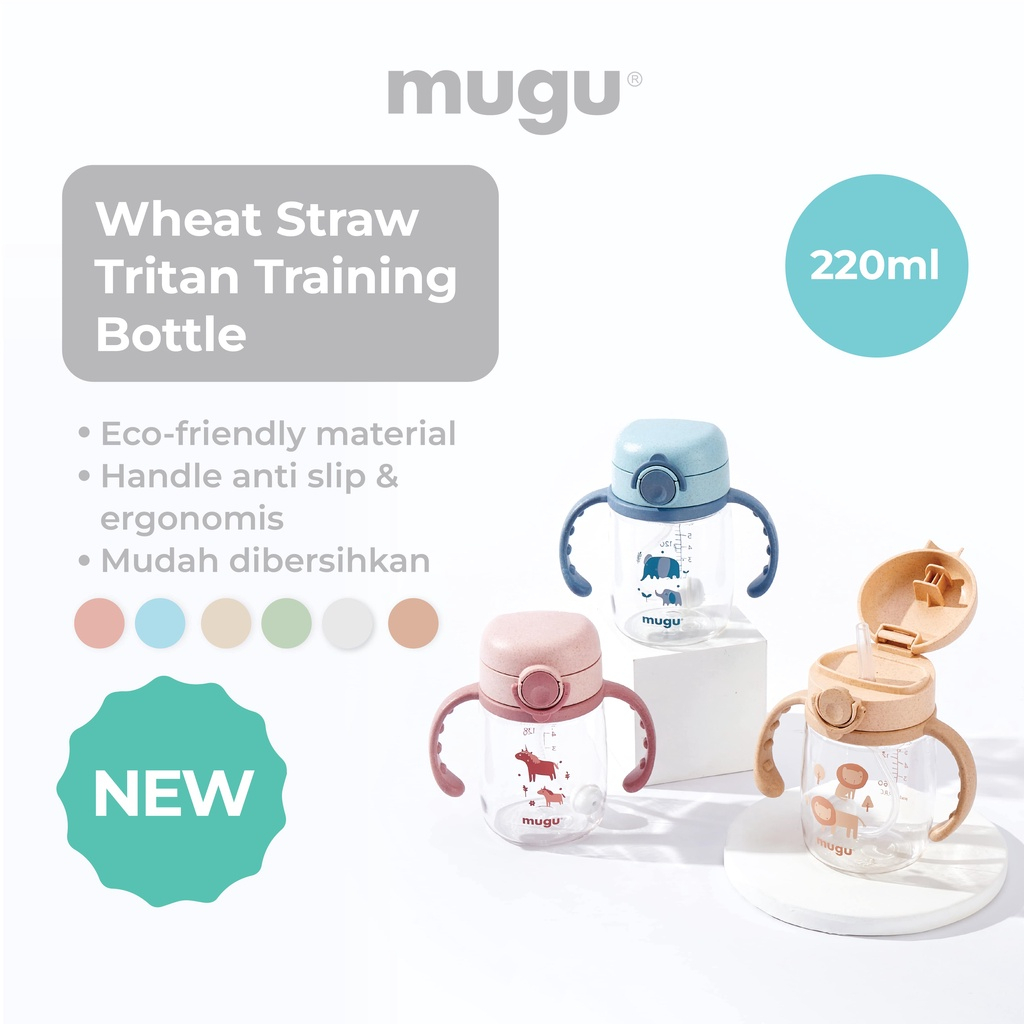 MUGU Wheat Straw Tritan Training Bottle Botol Minum Bayi Lucu