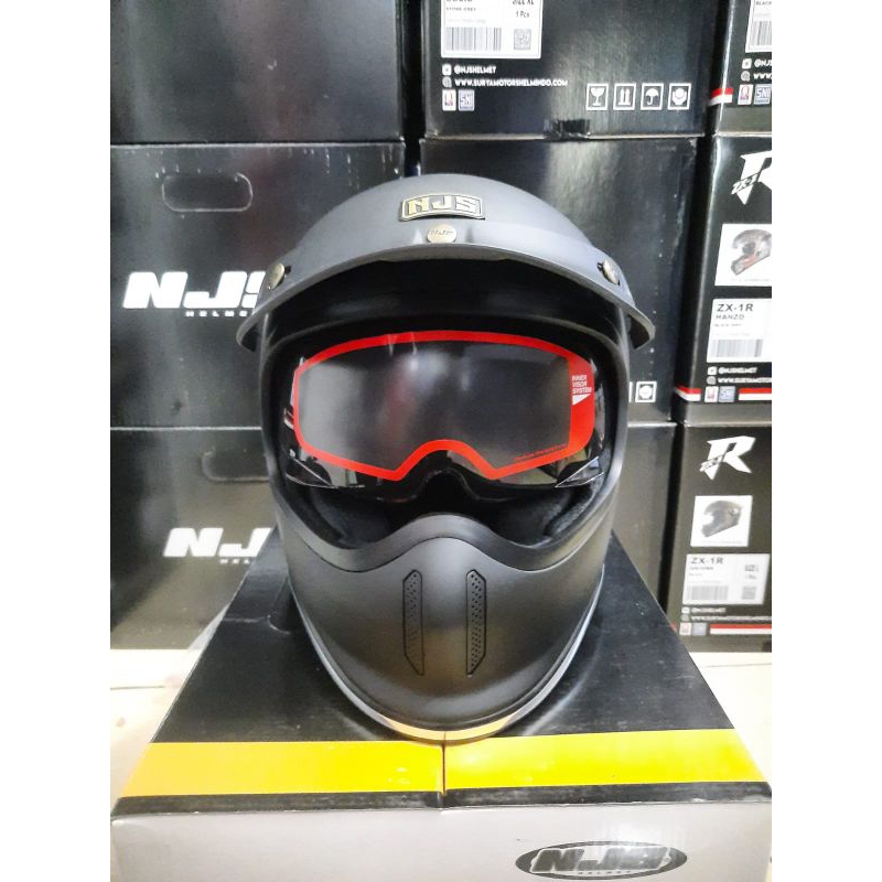 Helm njs freedom retro classic black doff