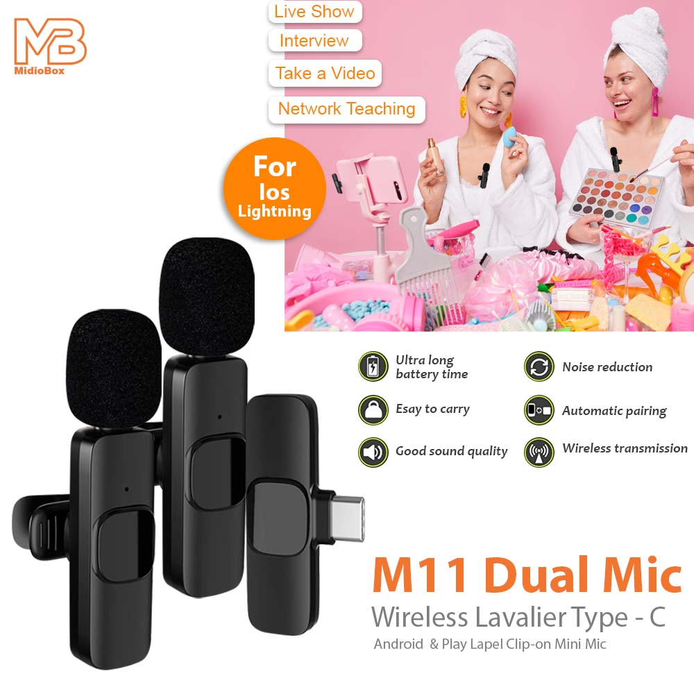 Microphone Wireless M11 Microphone Clip On Wireless Recording For HP Laptop PC
