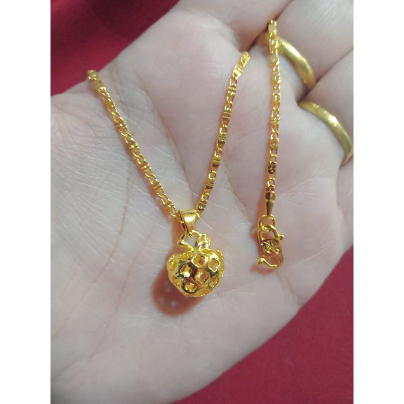 kalung tempe apel anak dan dewasa lapis emas 24k