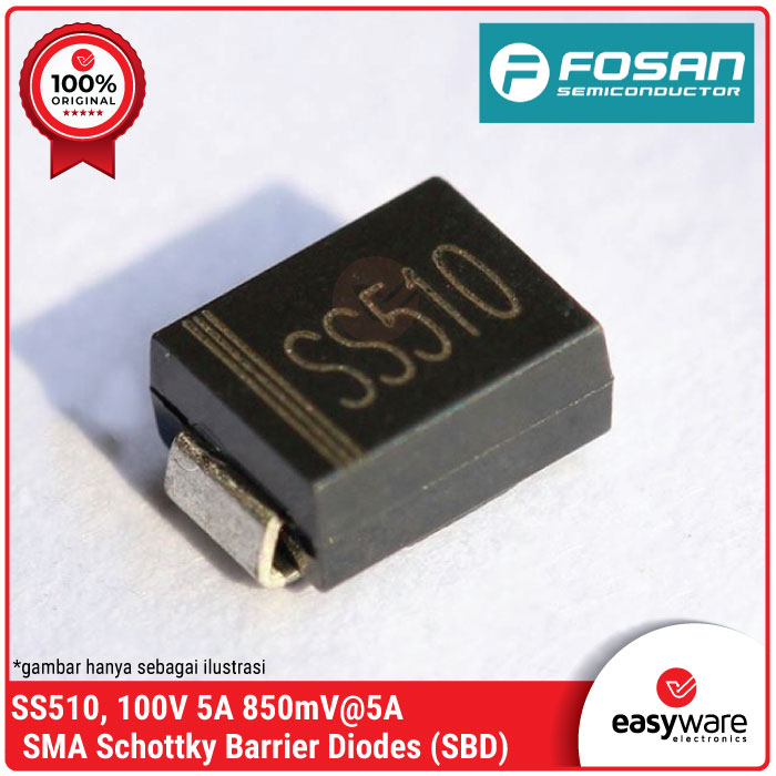 Diode SS510 SMA Dioda Schottky SS510 DO-214AC 100V 5A SBD Diode