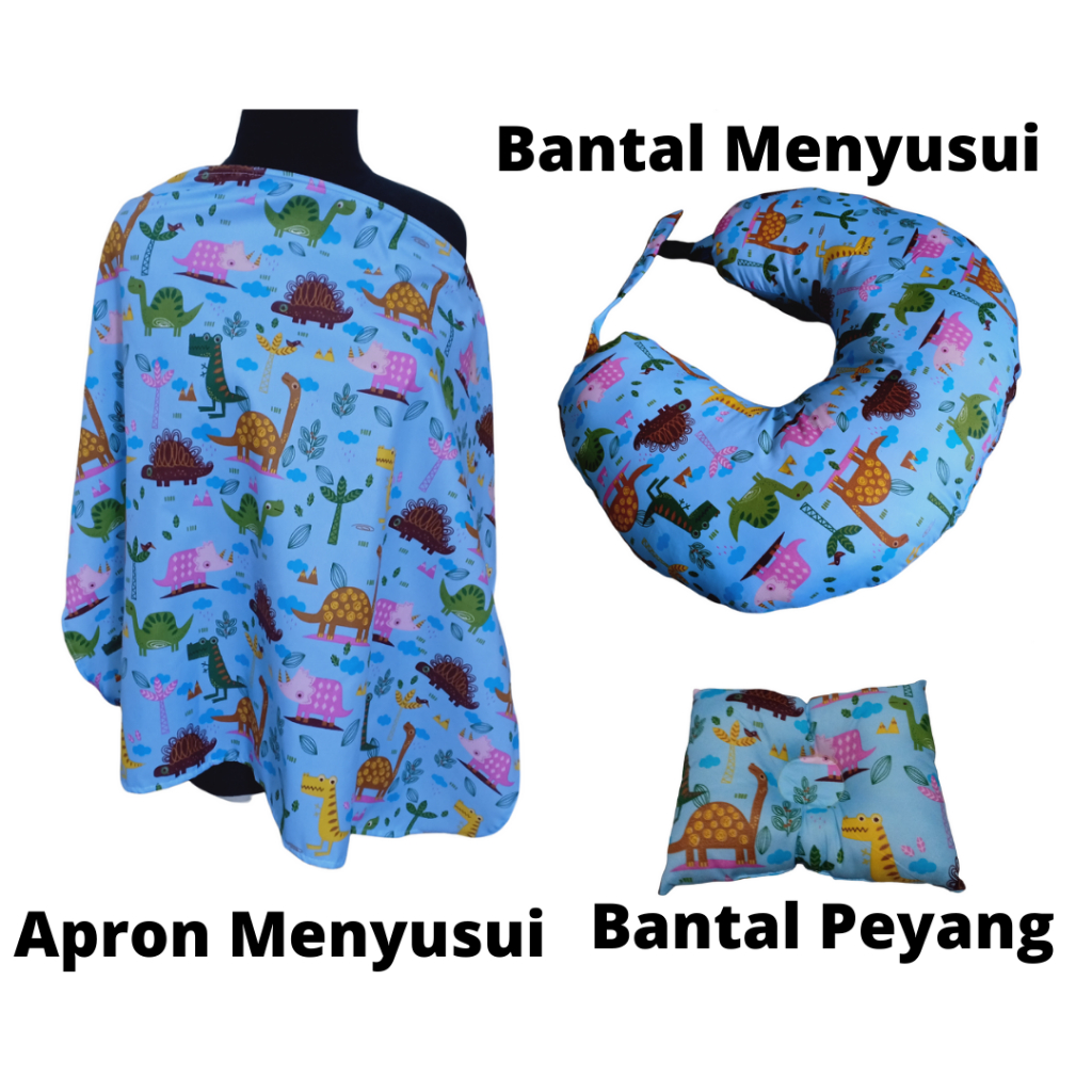 Termurah! Paket Jumbo Bantal Menyusui Bayi Bansu Nursing Pillow + Apron Menyusui Nursing Cover Asi + Bantal Anti Kepala Peyang Bayi