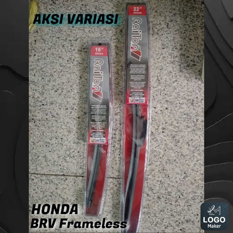 Wiper BRV Wiper Honda BRV Wiper Frameless Raiton Untuk Kaca Depan Mobil Honda BRV Ukuran 22" & 16" 2