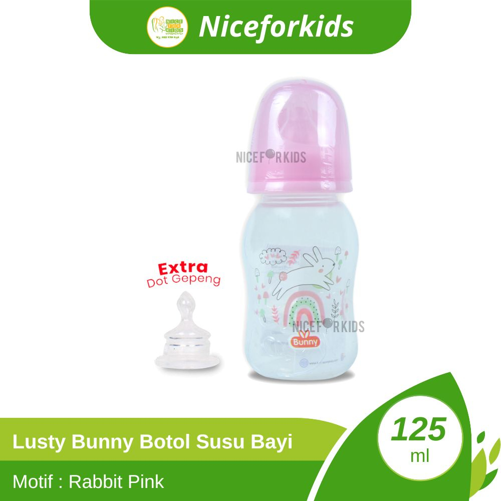 Lusty Bunny Bottle 125 ml / Lusty Bunny Bottle 250 ml / Botol Susu Bayi / Free Dot Gepeng